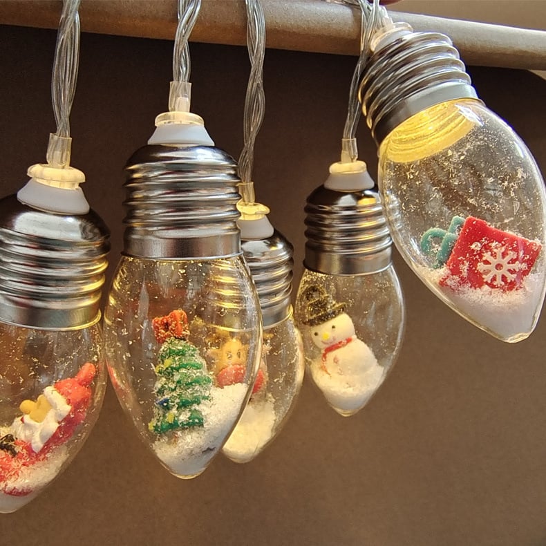 Christmas LED Bulb String Lights - Festive Santa & Tree Fairy Pendant Light | USB Powered Holiday Garland Sconce