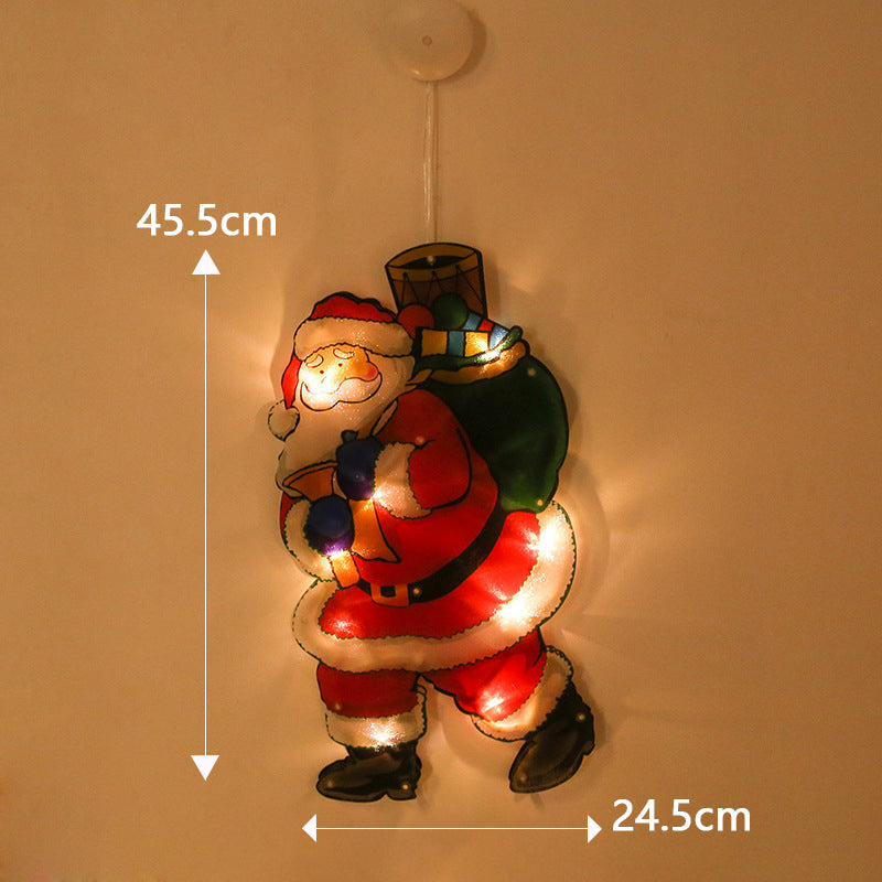 Christmas Window Hanging Lights - LED Silhouette Acrylic Battery Operated Sconce | Holiday Window Pendant Light | Santa, Reindeer & Star