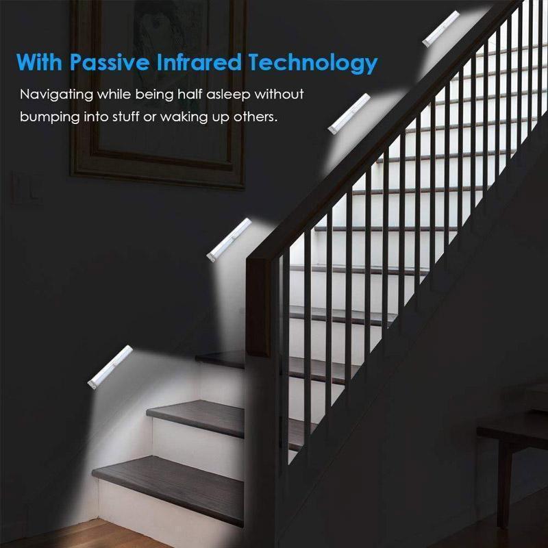 Rechargeable Magnetic LED Closet Light - Motion Sensor Under Cabinet Night Lamp | Wireless Aviation Aluminum Wardrobe Bar