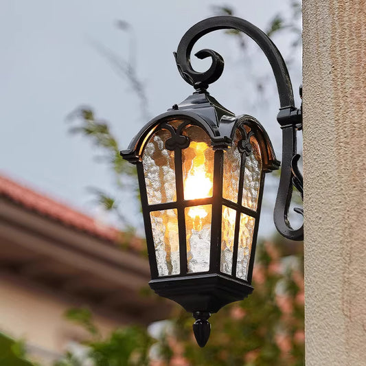 American Vintage Waterproof Outdoor Wall Lamp - Retro Lantern Sconce for Entryway & Porch