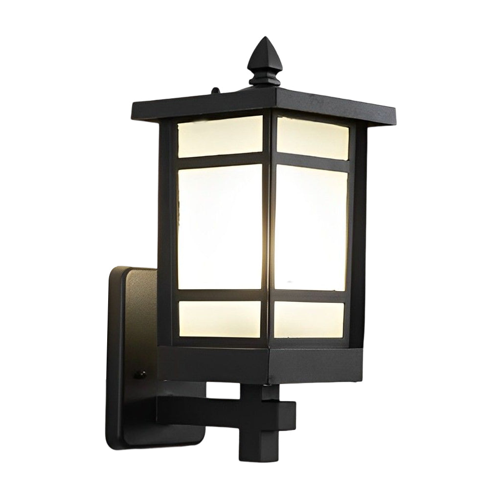 Vintage Waterproof LED Wall Sconce – Matte Black Aluminum & Frosted Glass Exterior Light