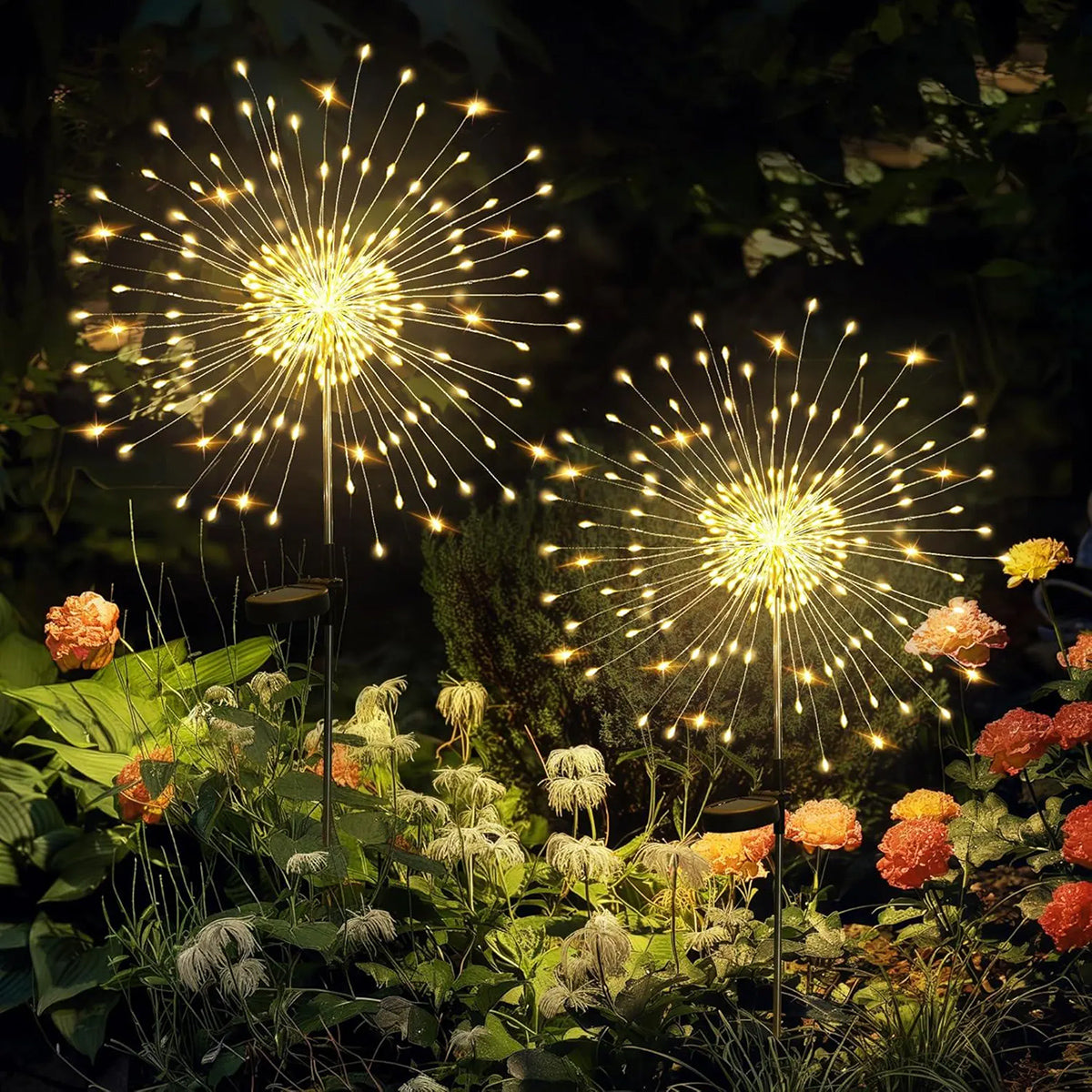 Fireworks Solar Lights Garden Light - 120 LED DIY Starburst Stakes | IP65 Waterproof Solar Garden Art