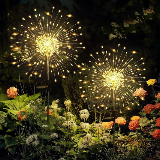 Fireworks Solar Lights Garden Light - 120 LED DIY Starburst Stakes | IP65 Waterproof Solar Garden Art