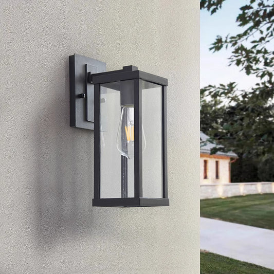 Modern Square Outdoor Wall Sconce - IP55 Waterproof Minimalist Glass Lantern for Porch & Patio