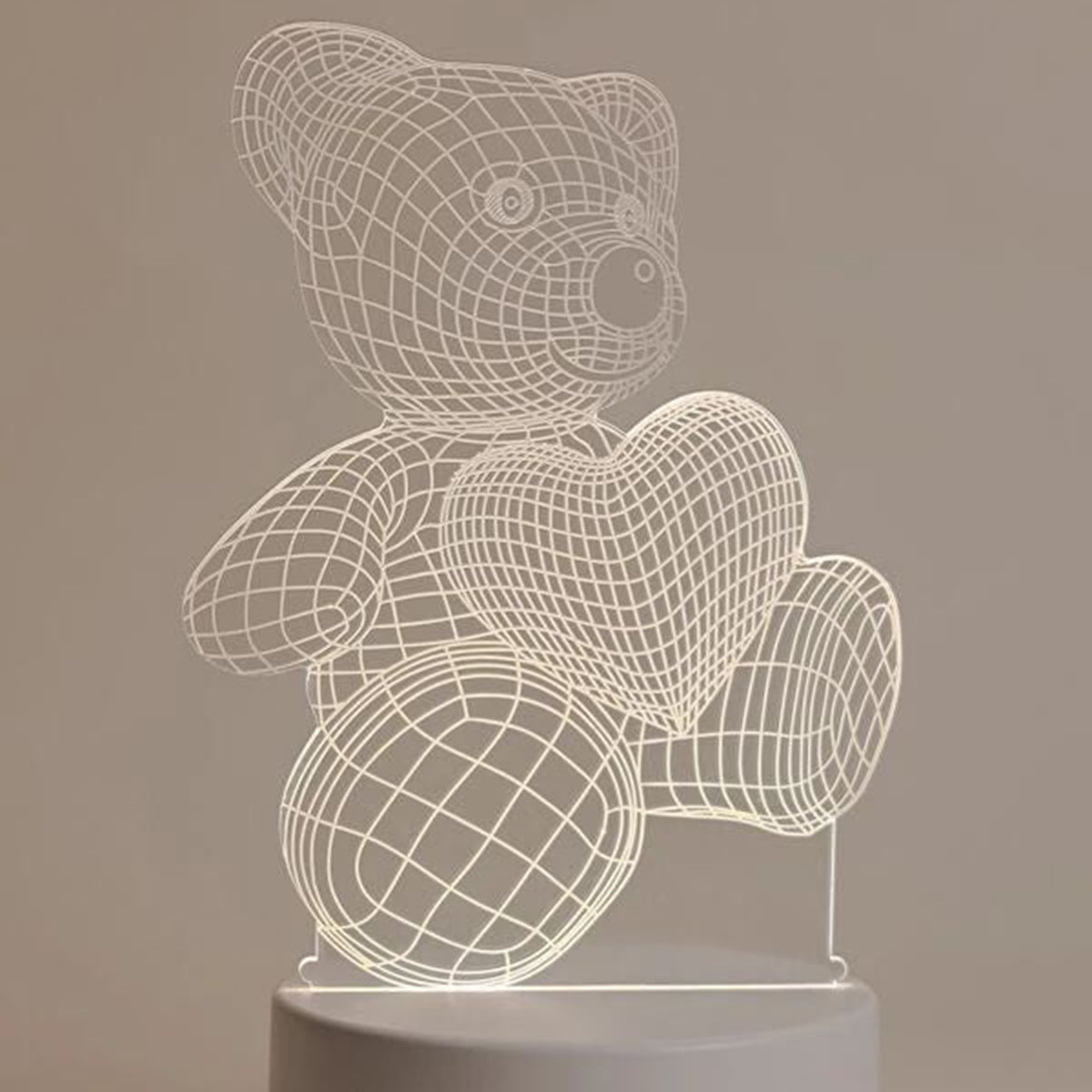 3D Bear Light - Color Changeable Crystal Effect LED Lamp | Modern Geometric Bear Art Light