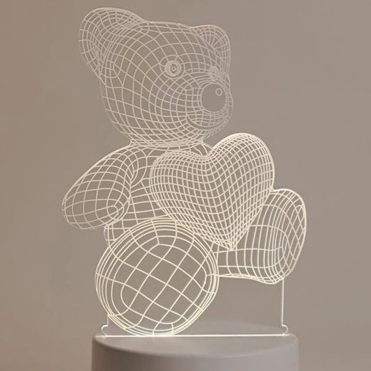 3D Bear Light - Color Changeable Crystal Effect LED Lamp | Modern Geometric Bear Art Light