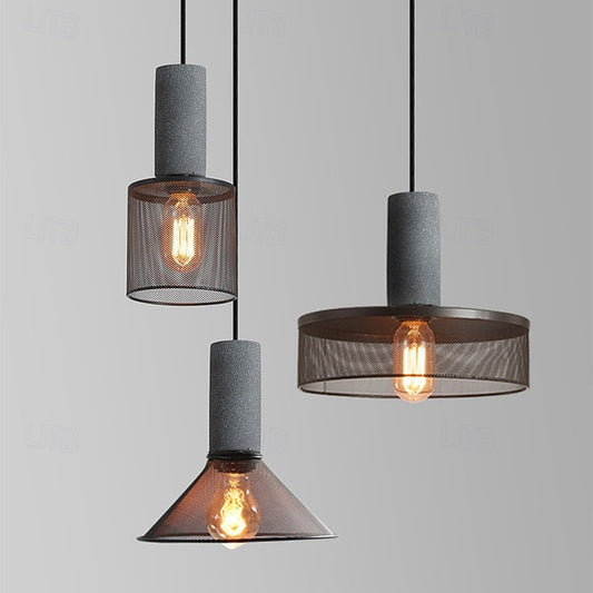 Cement Iron Cage Pendant Light – Modern Industrial Concrete & Geometric Mesh Pendant