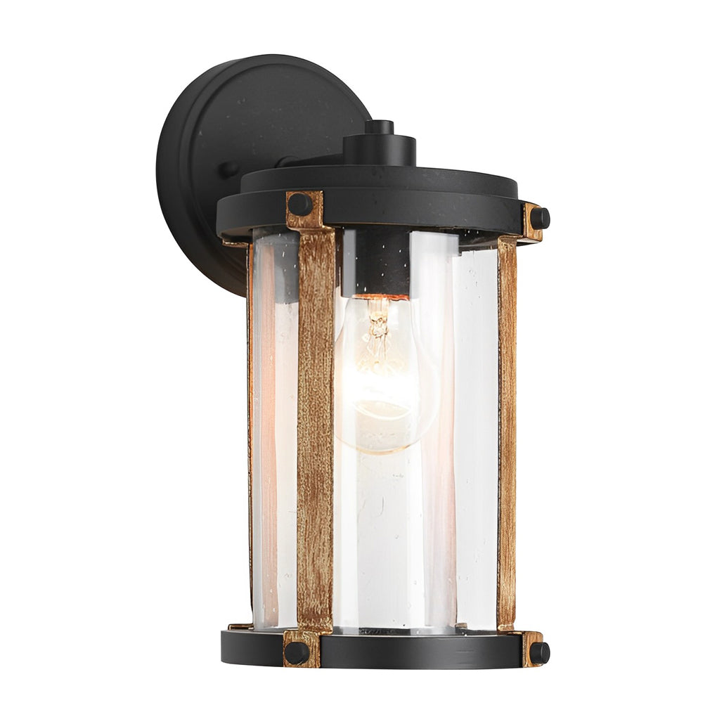 Vintage Waterproof Glass Outdoor Wall Sconce – Black Aluminum & Bubble Glass Industrial Light