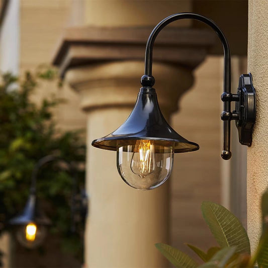 European Vintage Trumpet Outdoor Wall Sconce - IP55 Waterproof Gooseneck Light for Entryway & Porch