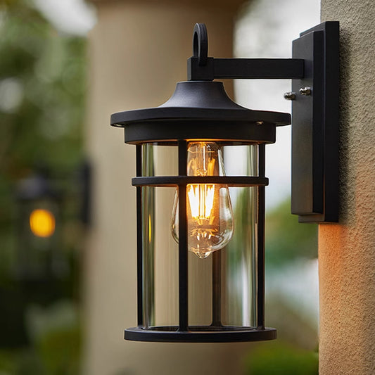 American Country Rustic Outdoor Wall Sconce - IP55 Waterproof Lantern Light for Patio & Entryway