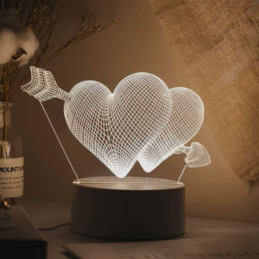 3 Color Changeable Heart Shaped Light - Modern LED Romantic Night Light | Dimmable Love Heart Atmosphere Lamp