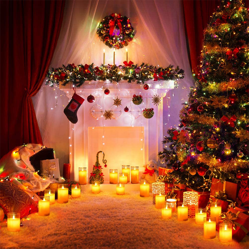 Flickering Flameless LED Candles with Glass Holder - Real Wax Remote Control Pillars | Moving Wick Amber Landscape Lights