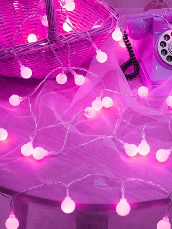 Rose Pink Ball String Lights | Luxury 1.5m Romantic Globe Fairy Lights