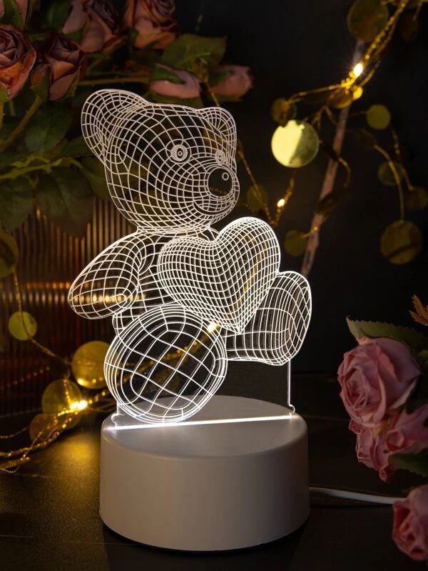 3D Bear Light - Color Changeable Crystal Effect LED Lamp | Modern Geometric Bear Art Light