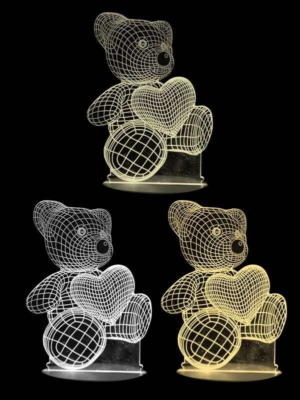 3D Bear Light - Color Changeable Crystal Effect LED Lamp | Modern Geometric Bear Art Light