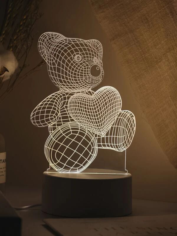 3D Bear Light - Color Changeable Crystal Effect LED Lamp | Modern Geometric Bear Art Light