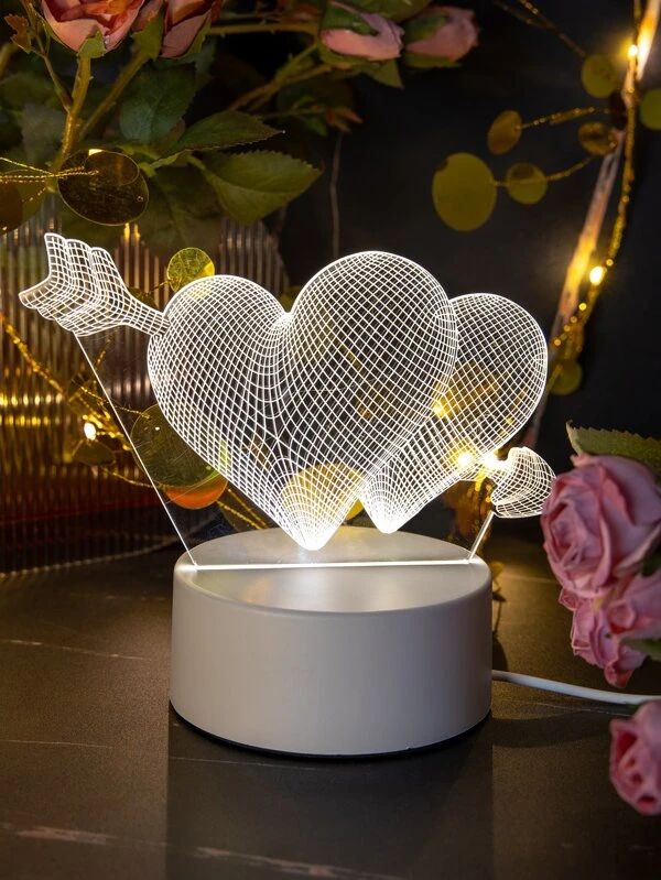 3 Color Changeable Heart Shaped Light - Modern LED Romantic Night Light | Dimmable Love Heart Atmosphere Lamp