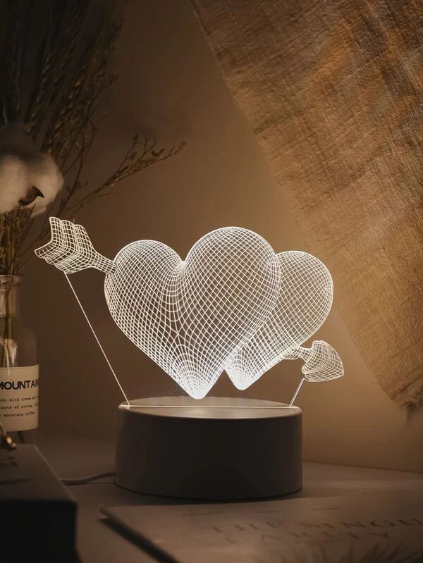3 Color Changeable Heart Shaped Light - Modern LED Romantic Night Light | Dimmable Love Heart Atmosphere Lamp
