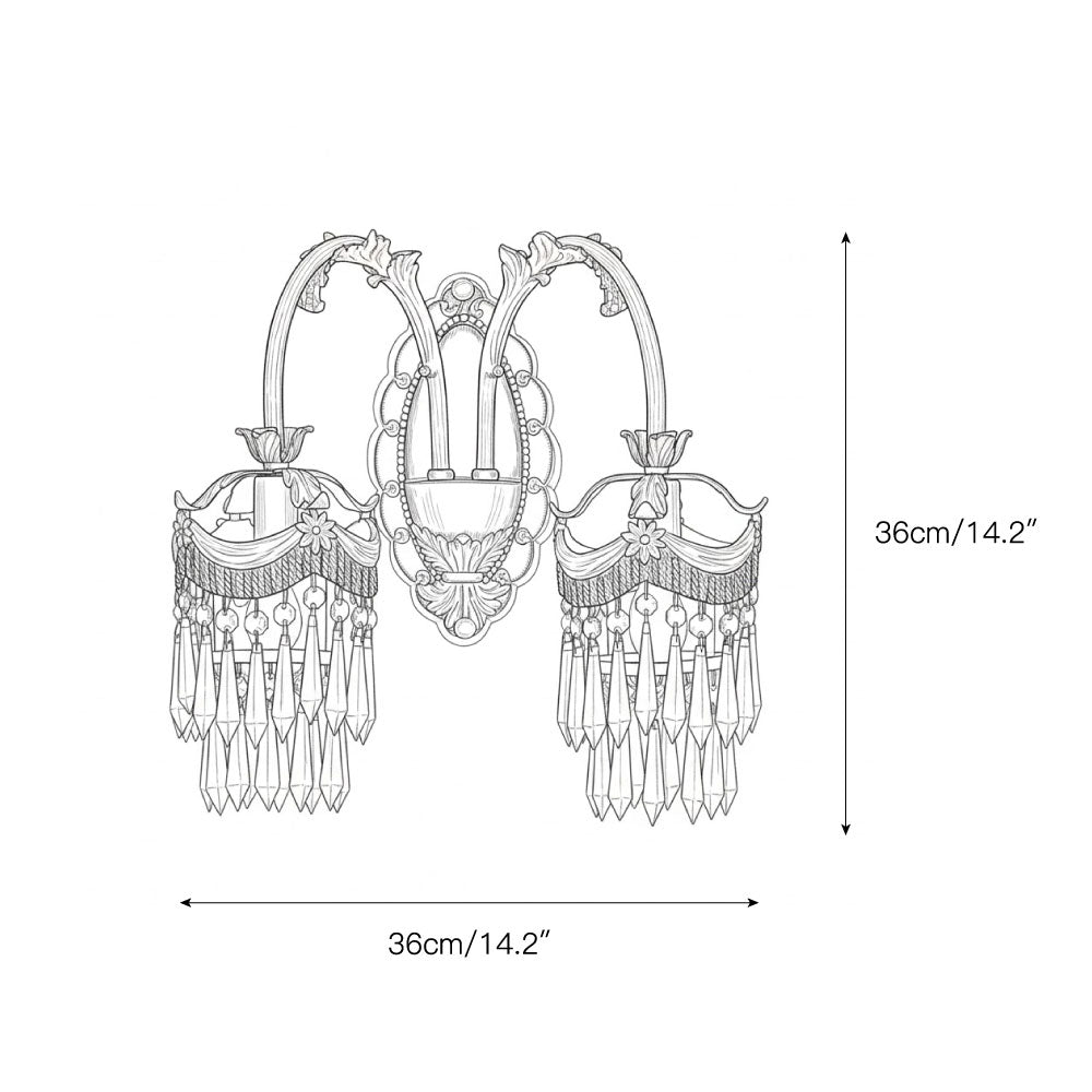 Evangeline Brass Wall Lamp – French Provincial Crystal Sconce