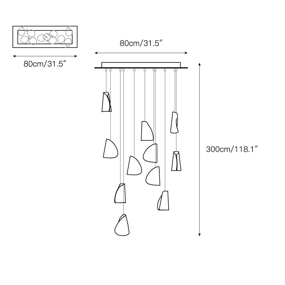 21 Thin Porcelain Pendant Lamp – Hand-Formed Ceramic Organic Multi-Head Suspension Light