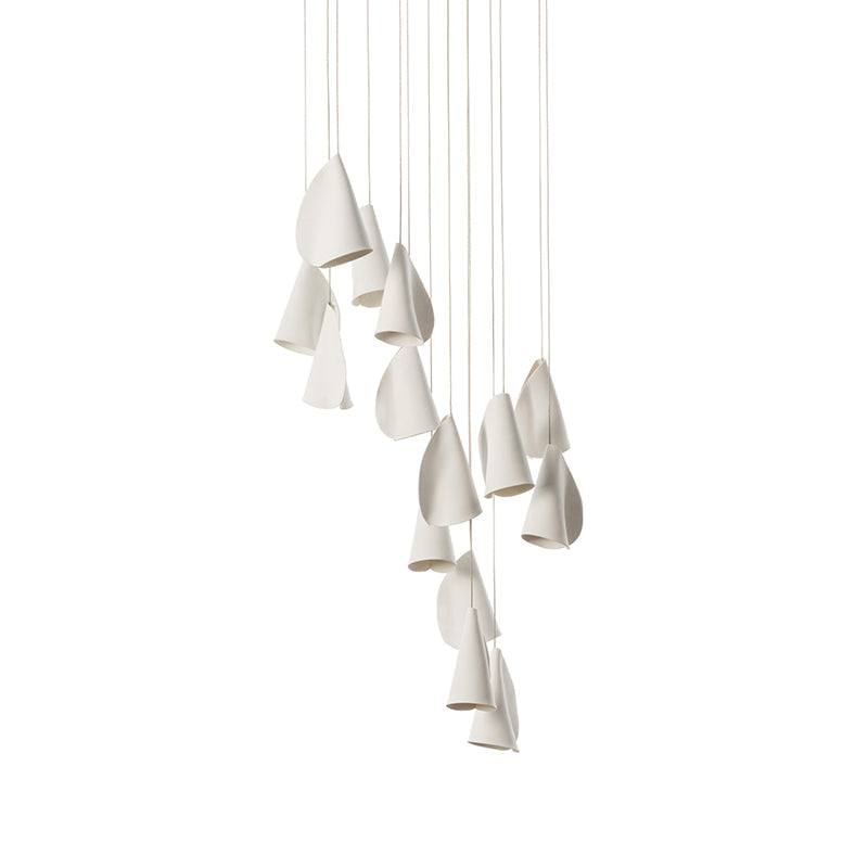 21 Thin Porcelain Pendant Lamp – Hand-Formed Ceramic Organic Multi-Head Suspension Light