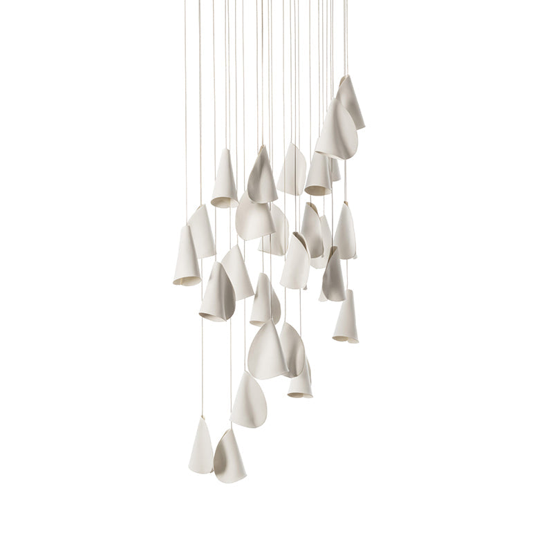 21 Thin Porcelain Pendant Lamp – Hand-Formed Ceramic Organic Multi-Head Suspension Light