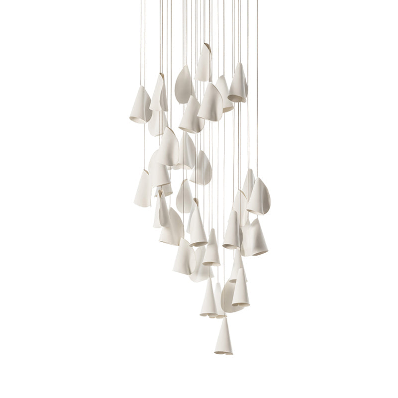 21 Thin Porcelain Pendant Lamp – Hand-Formed Ceramic Organic Multi-Head Suspension Light