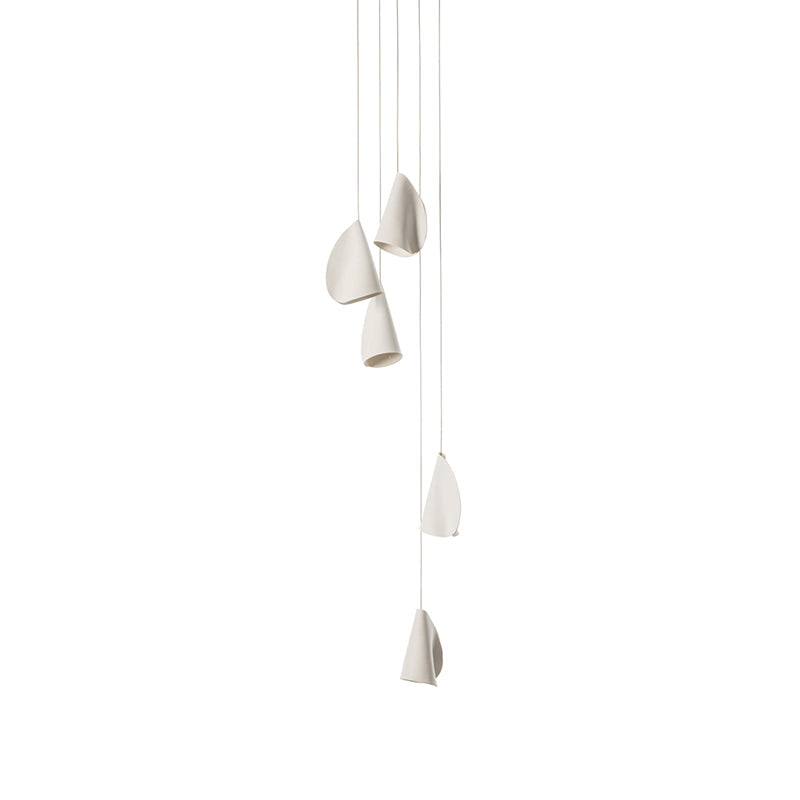 21 Thin Porcelain Pendant Lamp – Hand-Formed Ceramic Organic Multi-Head Suspension Light