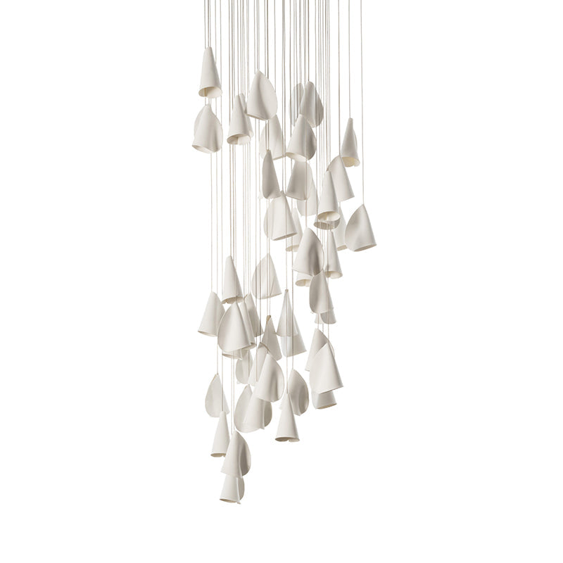 21 Thin Porcelain Pendant Lamp – Hand-Formed Ceramic Organic Multi-Head Suspension Light