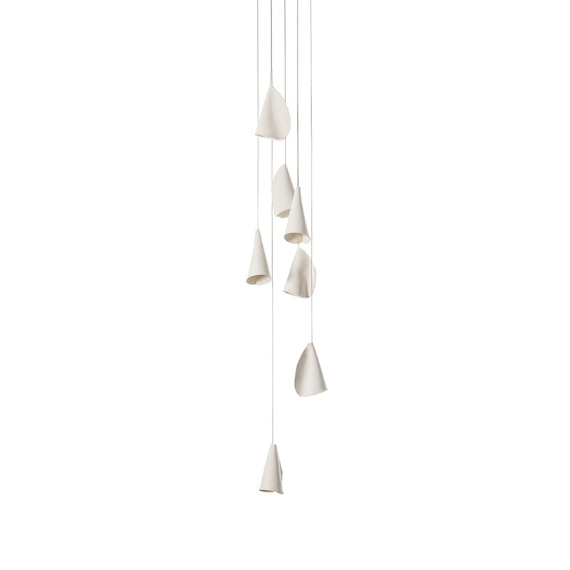 21 Thin Porcelain Pendant Lamp – Hand-Formed Ceramic Organic Multi-Head Suspension Light
