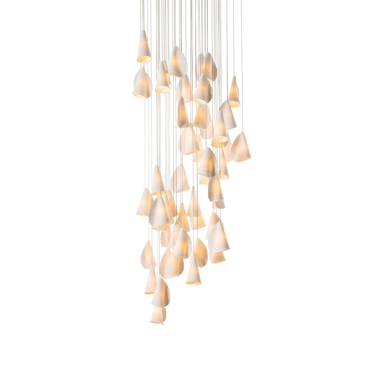 21 Thin Porcelain Pendant Lamp – Hand-Formed Ceramic Organic Multi-Head Suspension Light