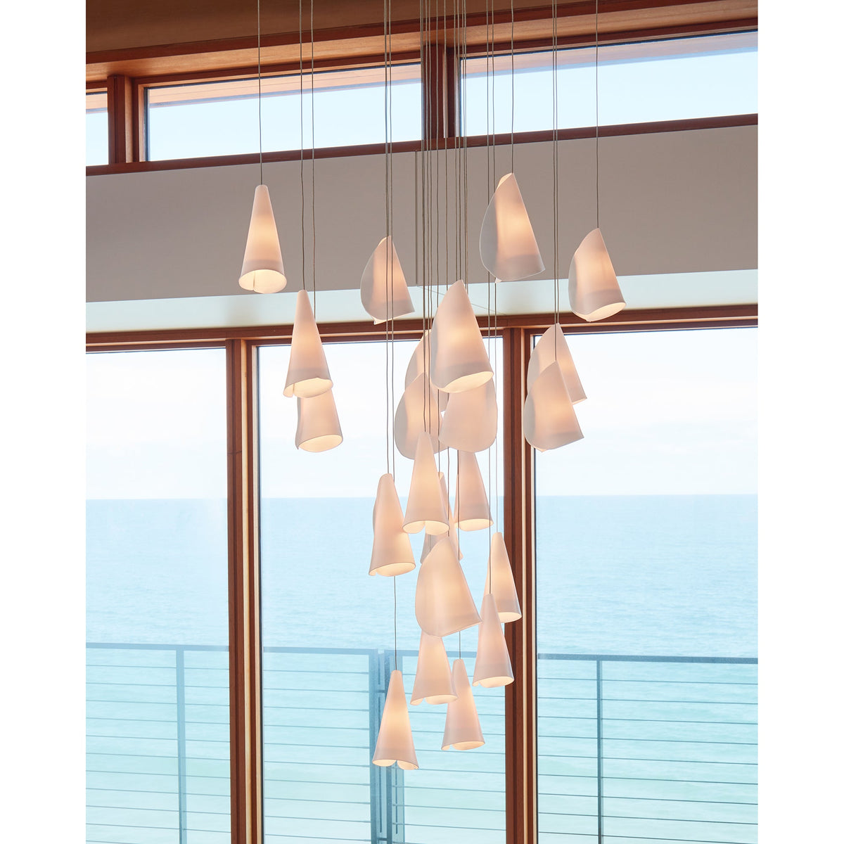 21 Thin Porcelain Pendant Lamp – Hand-Formed Ceramic Organic Multi-Head Suspension Light