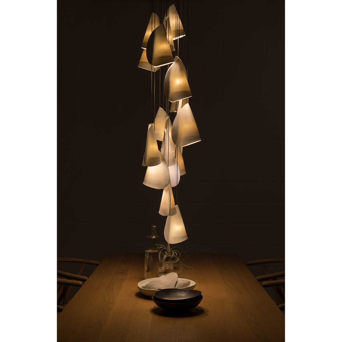 21 Thin Porcelain Pendant Lamp – Hand-Formed Ceramic Organic Multi-Head Suspension Light