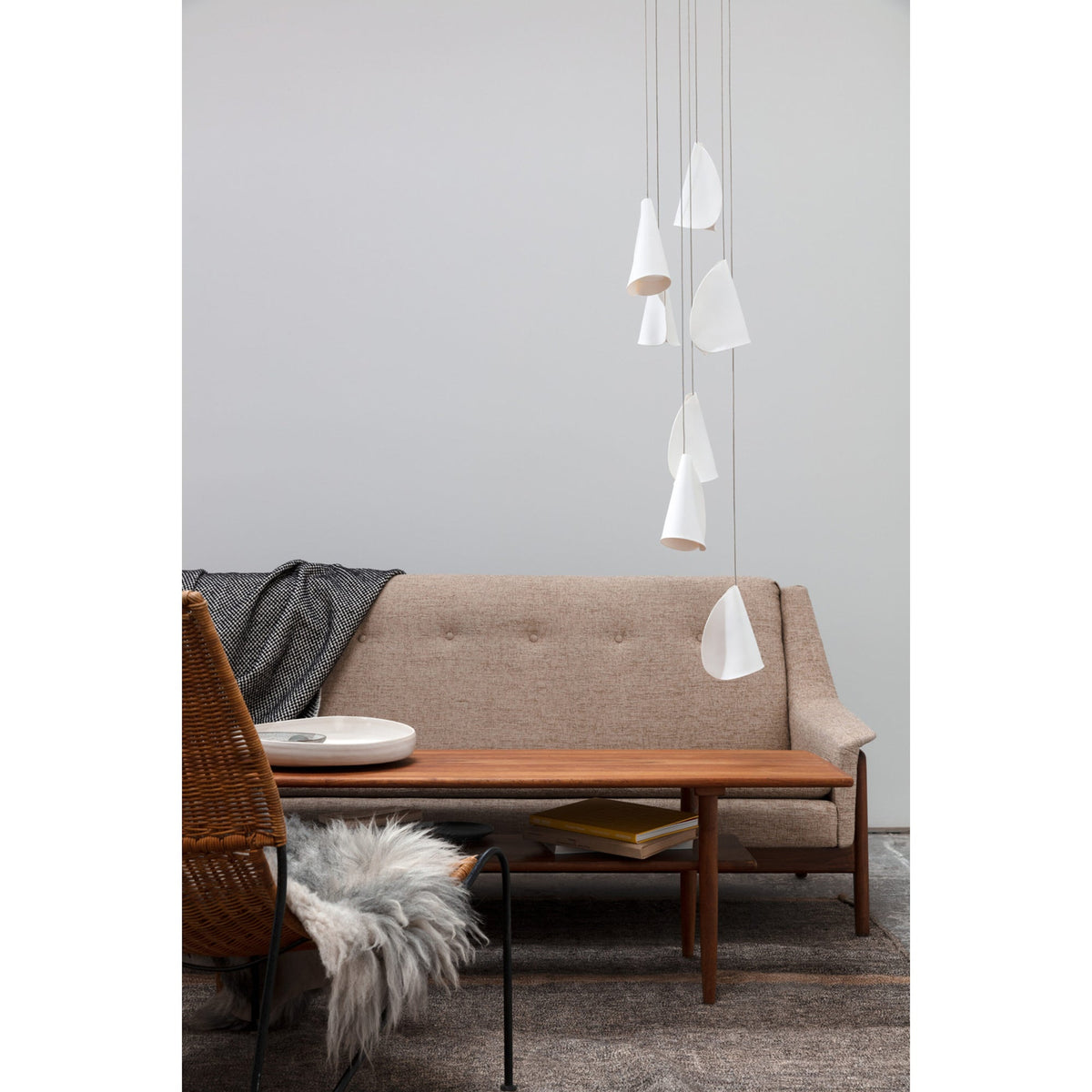 21 Thin Porcelain Pendant Lamp – Hand-Formed Ceramic Organic Multi-Head Suspension Light