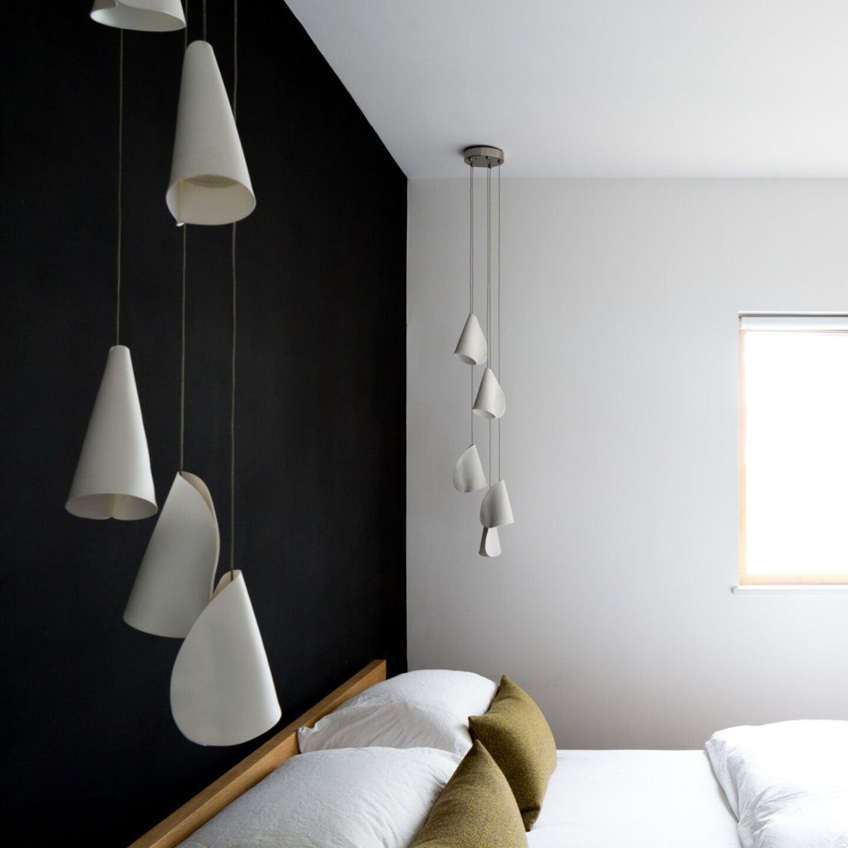 21 Thin Porcelain Pendant Lamp – Hand-Formed Ceramic Organic Multi-Head Suspension Light