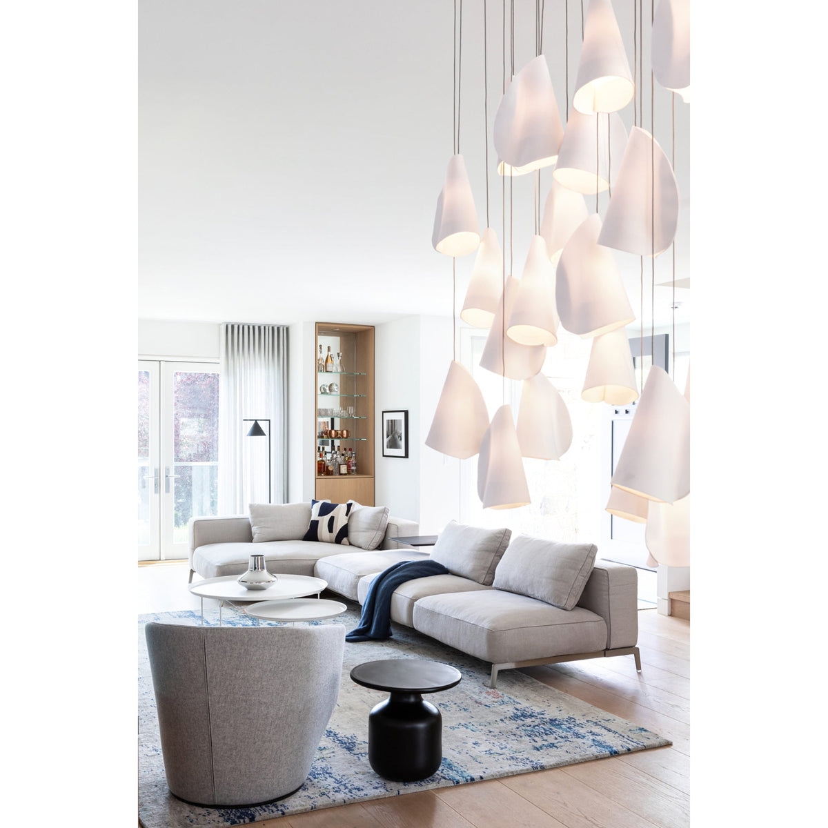 21 Thin Porcelain Pendant Lamp – Hand-Formed Ceramic Organic Multi-Head Suspension Light