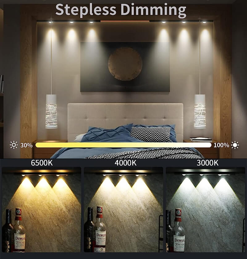 LED Motion Sensor Light Strip - Ultra-Thin Wireless Under Cabinet Light | Rechargeable Hill Glow Wardrobe Sconce | Black & Silver