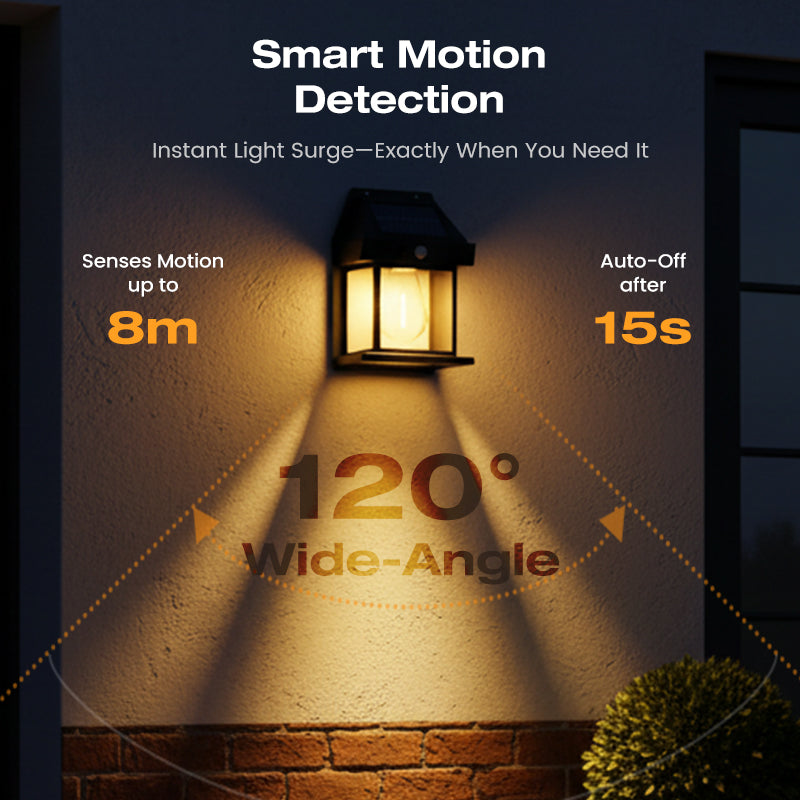 Solar Tungsten Wall Light (Buy 3 Get 1 Free) - Vintage Edison LED Motion Sensor Sconce | IP65 Waterproof Exterior Lamp