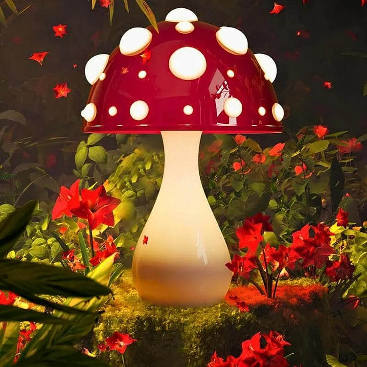 Creative Mushroom Table Lamp - Dappled Glass Polka Dot Touch Lamp