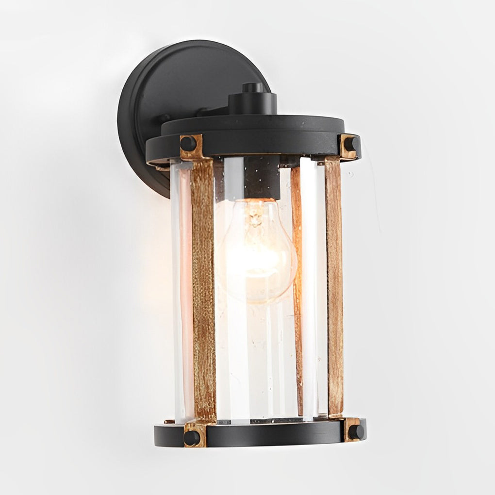 Vintage Waterproof Glass Outdoor Wall Sconce – Black Aluminum & Bubble Glass Industrial Light