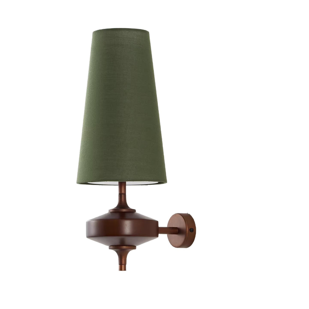 Retro Spindle Wall Sconce – Tapered Fabric Shade & Turned Wood Wall Sconce