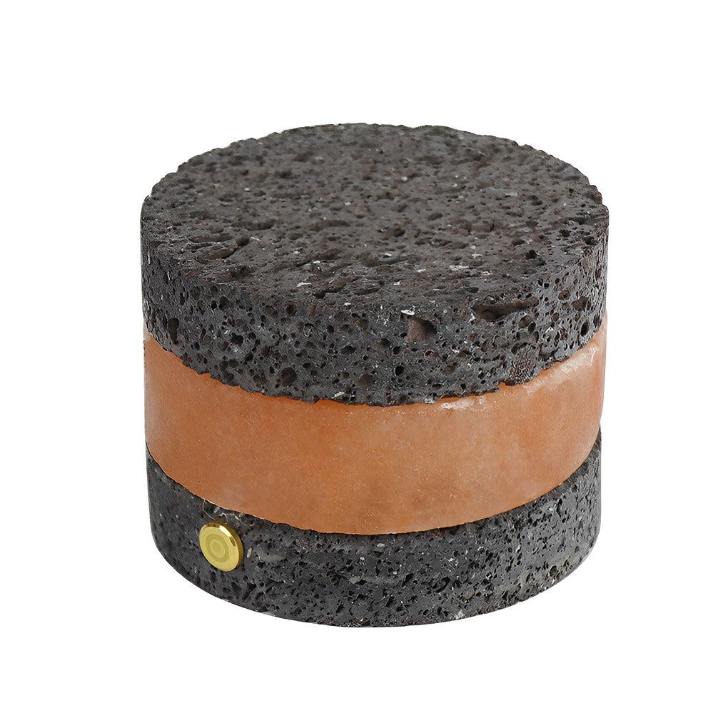Volcanic Brick Mini Cordless Table Lamp – Hand-Polished Art Glass & Rechargeable LED Light