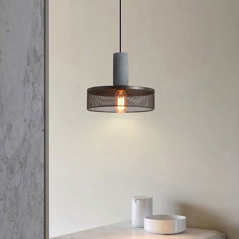 Cement Iron Cage Pendant Light – Modern Industrial Concrete & Geometric Mesh Pendant