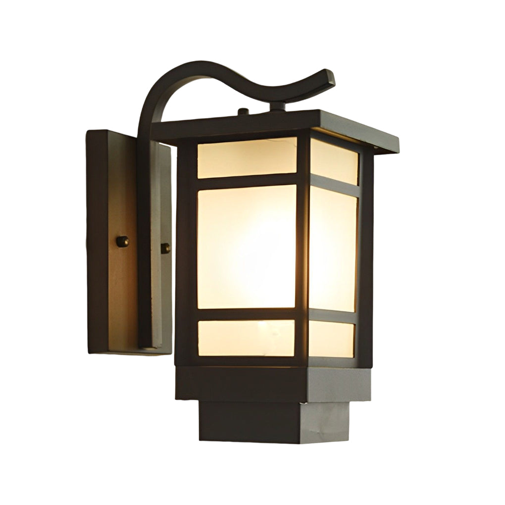 Vintage Waterproof LED Wall Sconce – Matte Black Aluminum & Frosted Glass Exterior Light