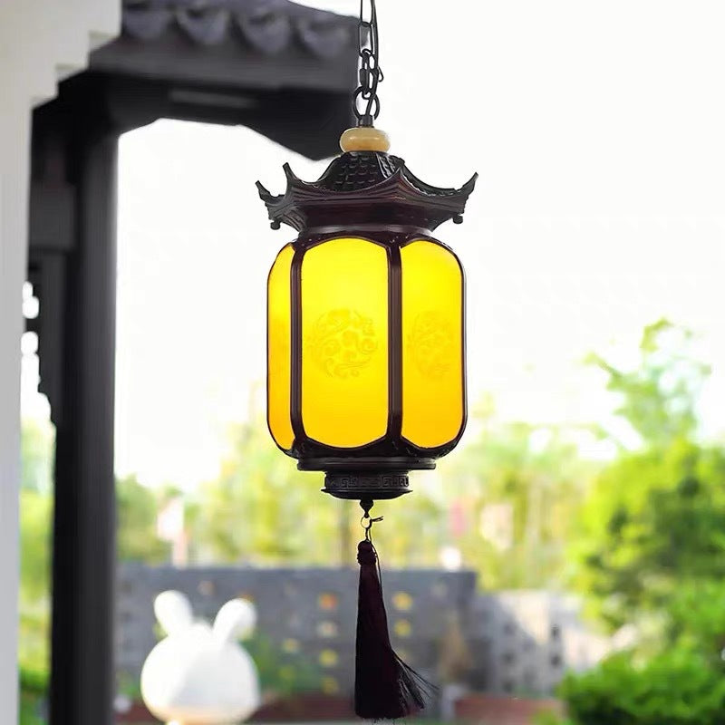 Neo-Chinese Waterproof Outdoor Pendant Light - Retro Lantern for Pavilion & Porch