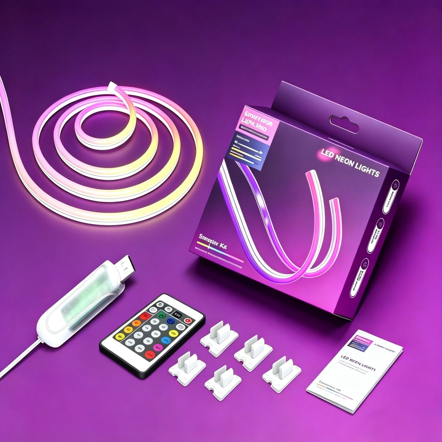 USB Bluetooth RGBIC Neon LED Strip - DIY Flexible Smart Rope Light
