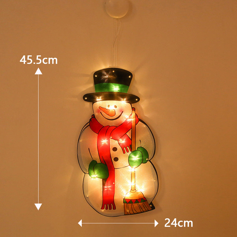Christmas Window Hanging Lights - LED Silhouette Acrylic Battery Operated Sconce | Holiday Window Pendant Light | Santa, Reindeer & Star