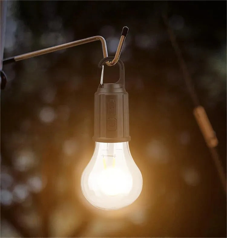 Outdoor Retro Camping Hanging Bulb - Rechargeable Type-C LED Tent Lantern | Warm Tungsten Atmosphere Light | Waterproof Yard Lamp