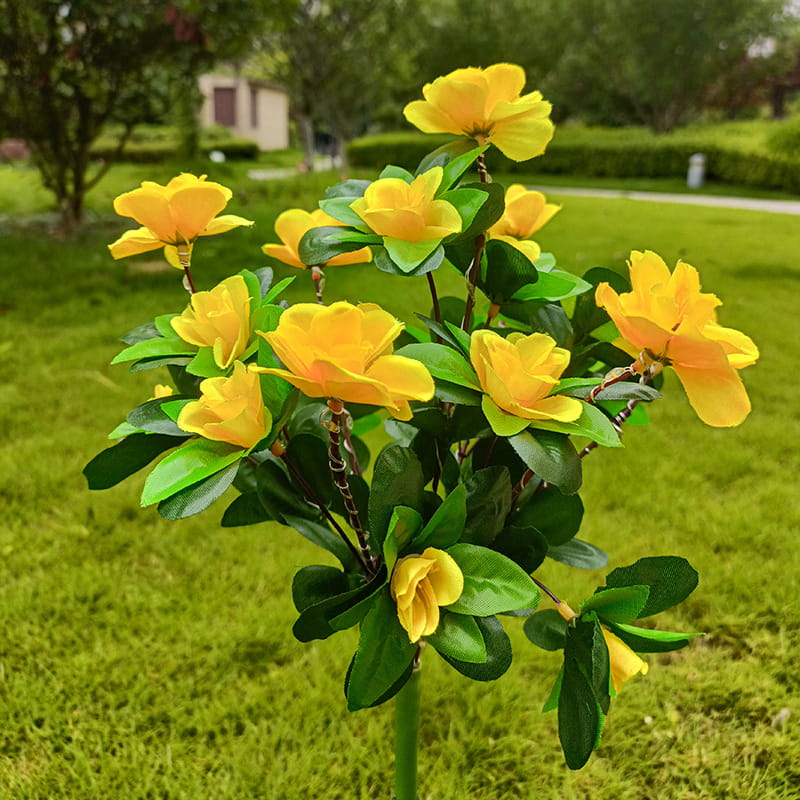 EVEDIOR Solar Azalea Flower Lights - Dual Mode Warm & RGB Outdoor Garden Stake | IP-Rated Waterproof Floral Pathway Sconce
