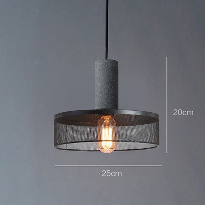 Cement Iron Cage Pendant Light – Modern Industrial Concrete & Geometric Mesh Pendant